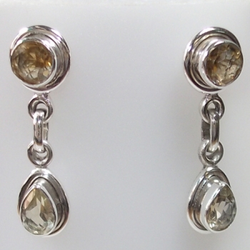 Handmade sterling silver yellow citrine drop earrings